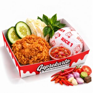 NASI AYAM GEPREK SAMBAL TRASI MENTAH